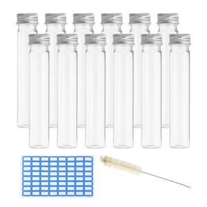 New! PATIKIL 65ml Test Tube Set, 24pcs 6x1" Plastic Clear Flat Bottom Containers